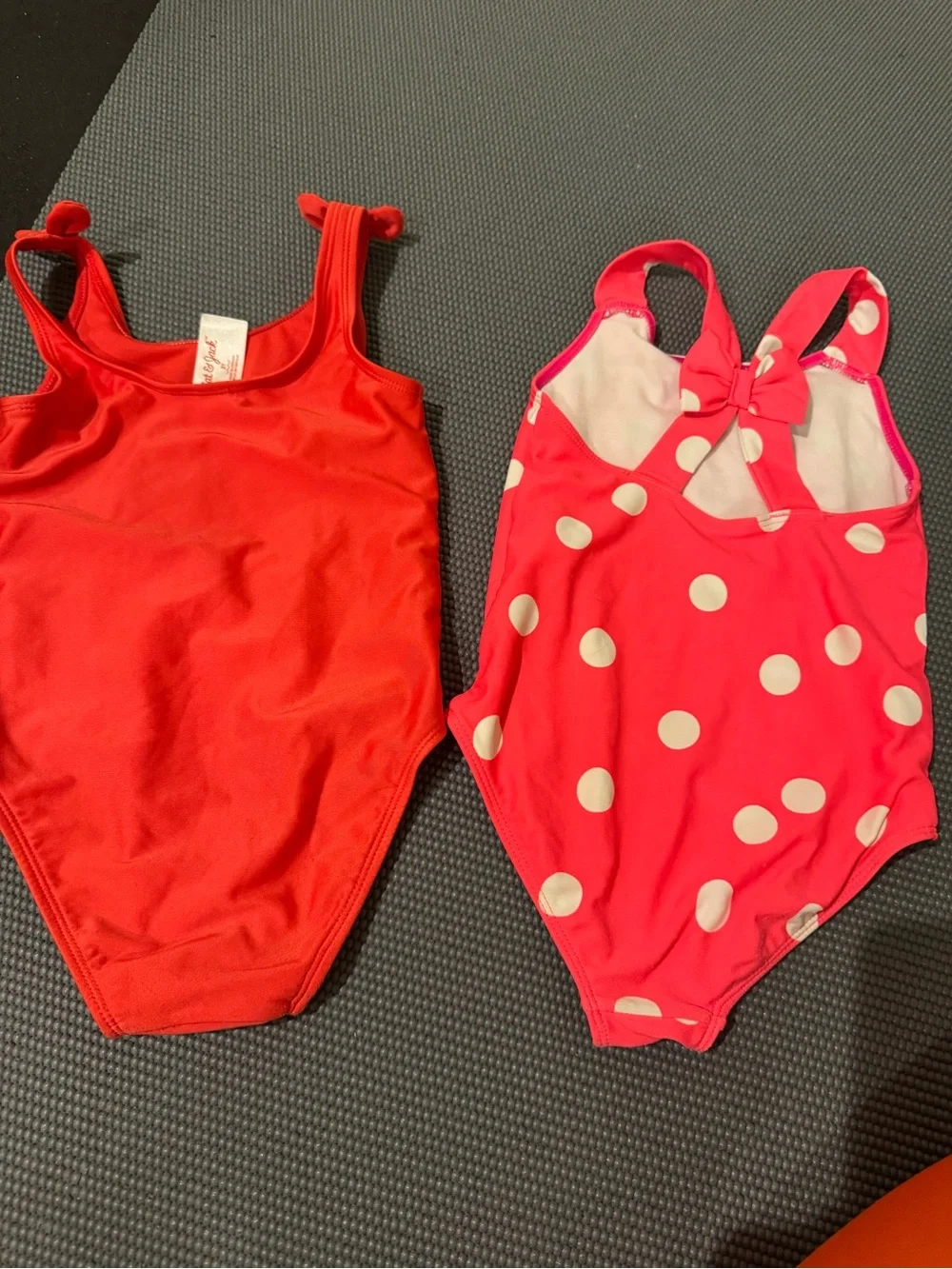 Cat & Jack Girls Red One-Piece Swimsuit Set — Solid & Polka Dot